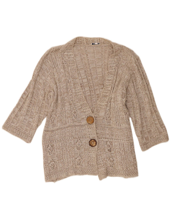 Pulover cardigan pentru femei M&Co cu mâneci 3/4 UK 18/20 XL bumbac bej