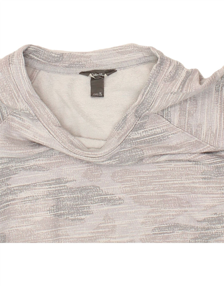 EDDIE BAUER Womens Sweatshirt Jumper UK 18 XL Grey Pinstripe Polyester Vintage Eddie Bauer and Second-Hand Eddie Bauer from Messina Hembry 