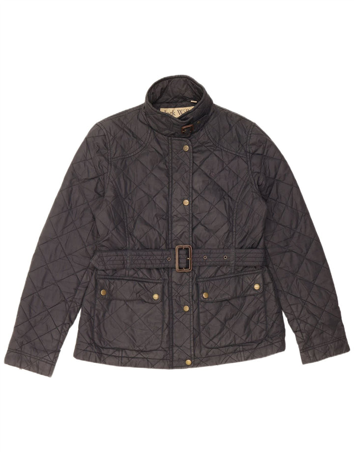 Jack Wills Womens Quilted Jacket UK 14 Large Black Nylon