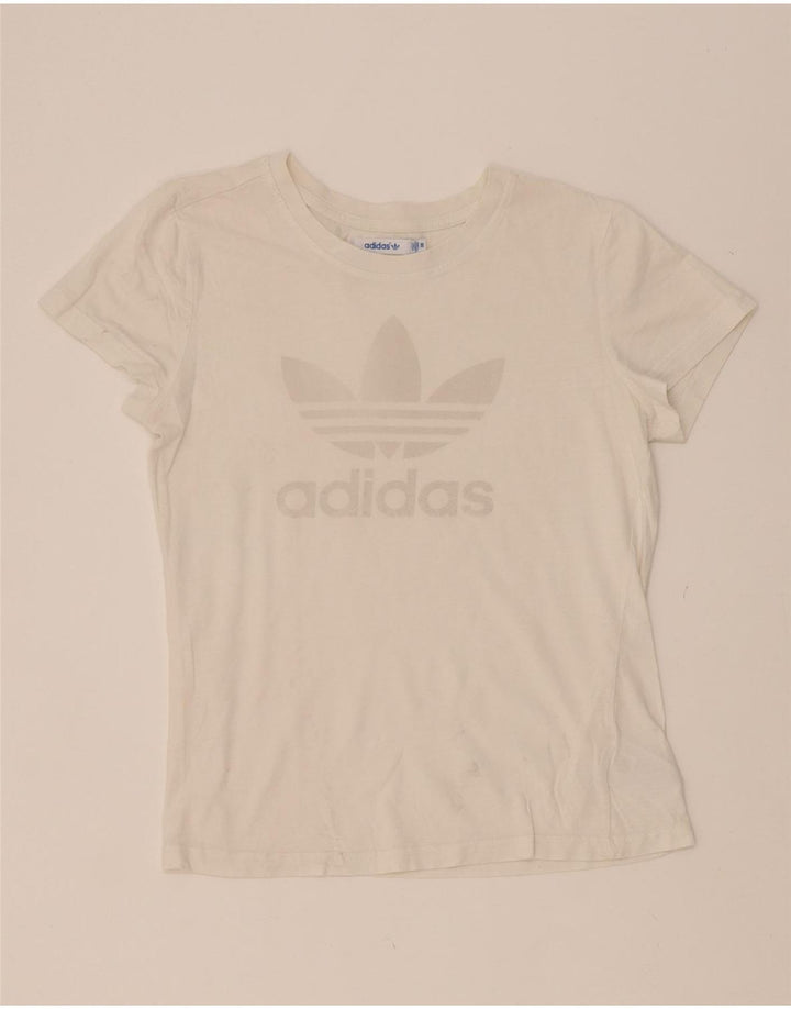 ADIDAS Womens Graphic T-Shirt Top EU 38 Medium  White Cotton Vintage Adidas and Second-Hand Adidas from Messina Hembry 