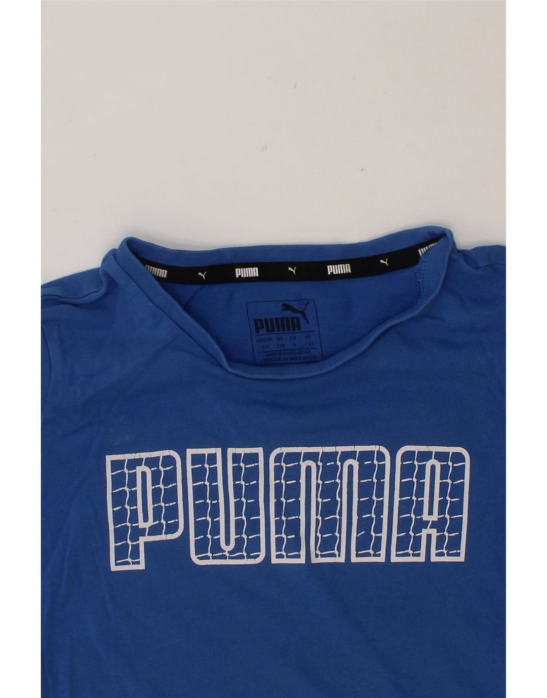 PUMA Boys Graphic T-Shirt Top 7-8 Years Blue Vintage Puma and Second-Hand Puma from Messina Hembry 