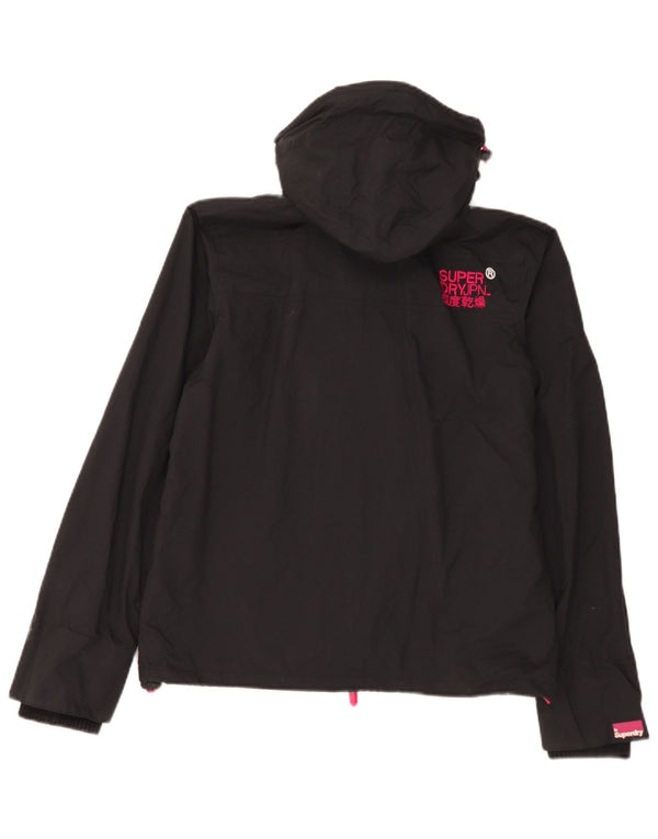 Giacca a vento con cappuccio da donna Superdry Windcheater UK 16 grande nera