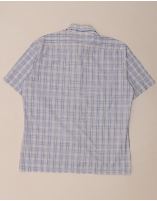 Yves Saint Laurent Mens Short Sleeve Shirt Large Blue Check Cotton