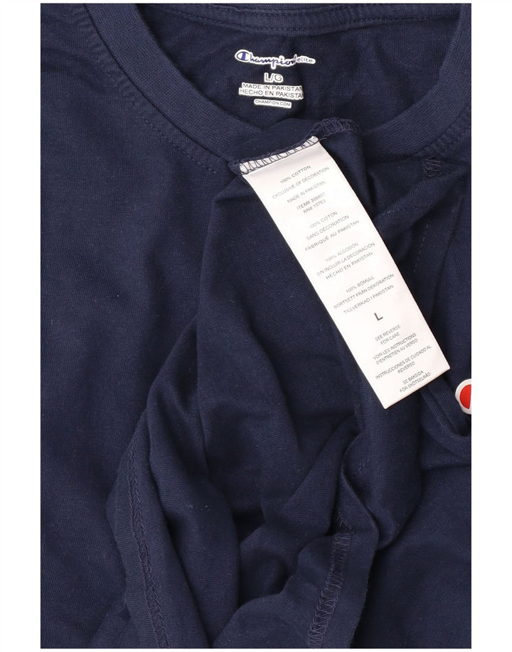 Champion Mens Top Long Sleeve Large Navy Blue Cotton