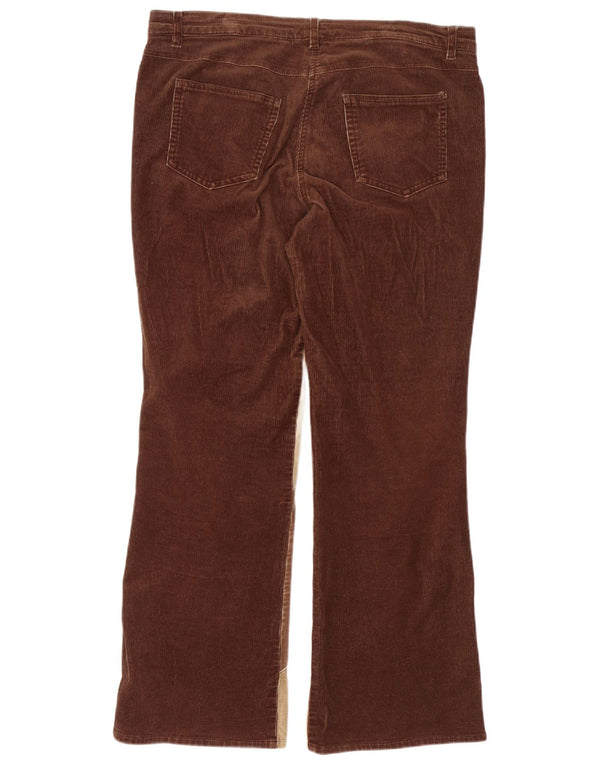 Vintage Womens Bootcut Corduroy Trousers UK 18 XL W38 L30 Brown Colourblock
