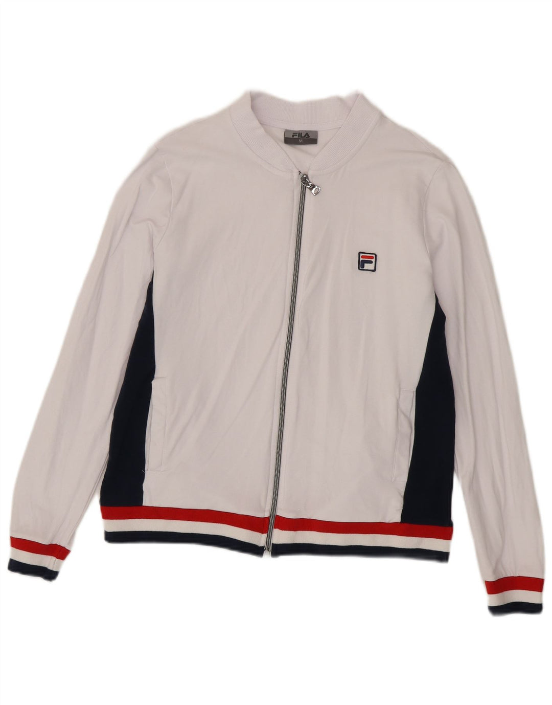 Fila Womens Tracksuit Top Jacket UK 14 Medium White Colourblock Cotton