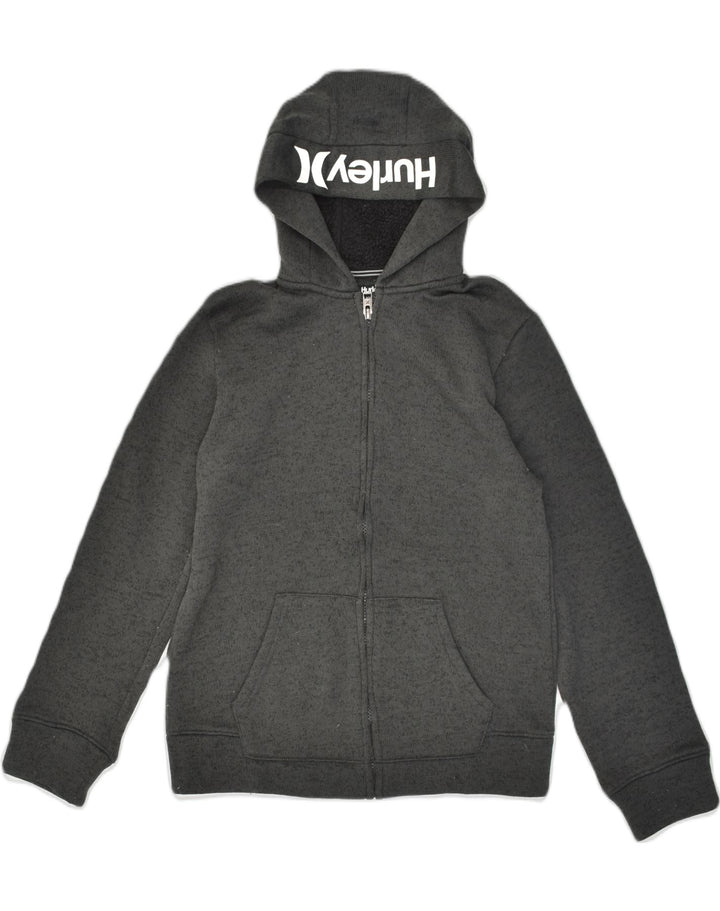 HURLEY Boys Zip Hoodie Sweater 12-13 Years XL Grey Flecked Polyester | Vintage Hurley | Thrift | Second-Hand Hurley | Used Clothing | Messina Hembry 
