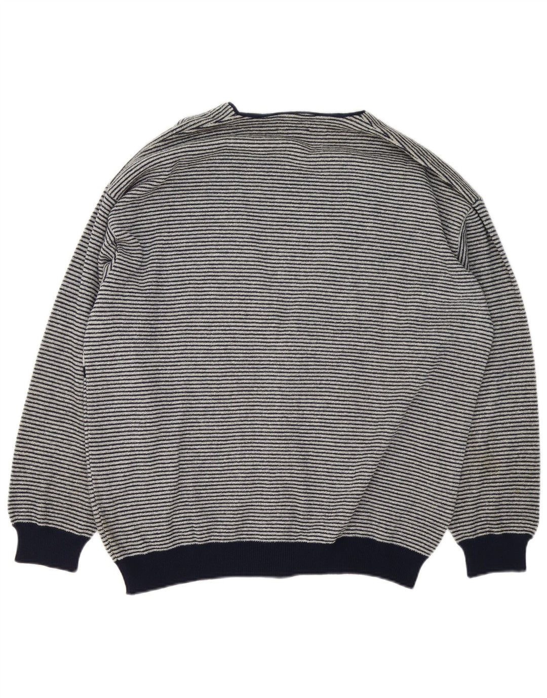 Umberto Severi Mens Cardigan Sweater Large Grey Striped Wool