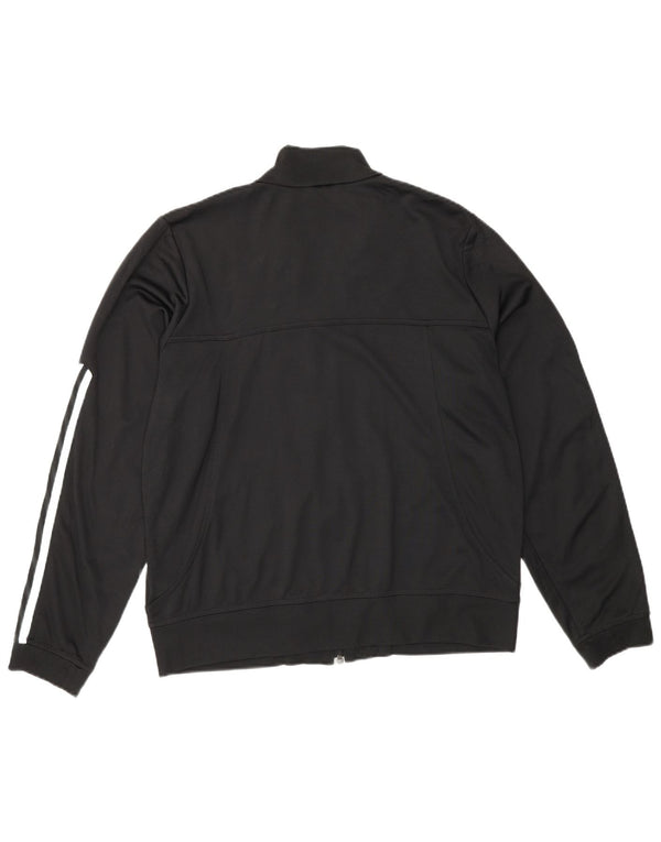 Adidas Womens Tracksuit Top Jacket UK 18 XL Black Striped Polyester Sports