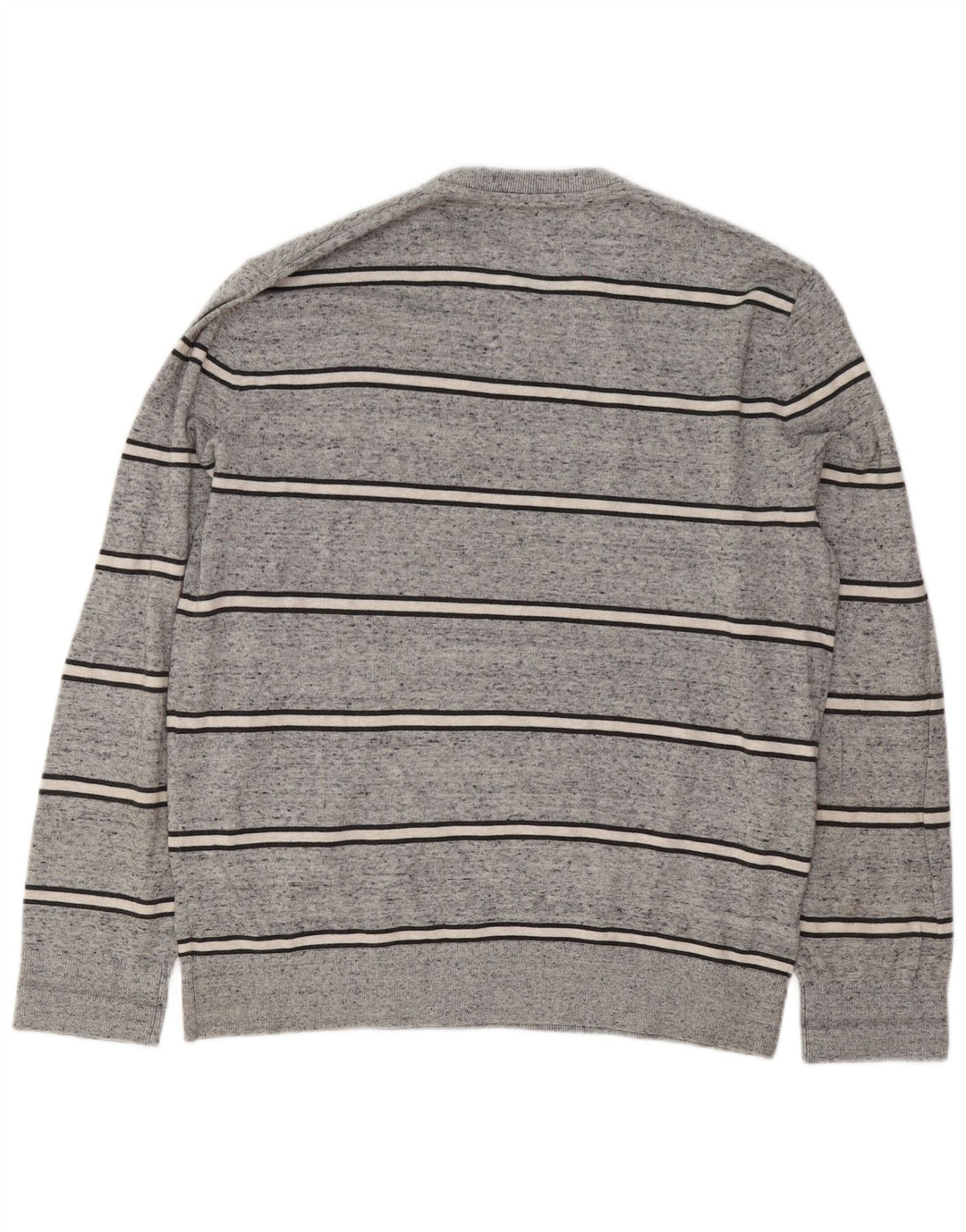 Gap Mens Crew Neck Jumper Sweater Large Grey Striped Cotton