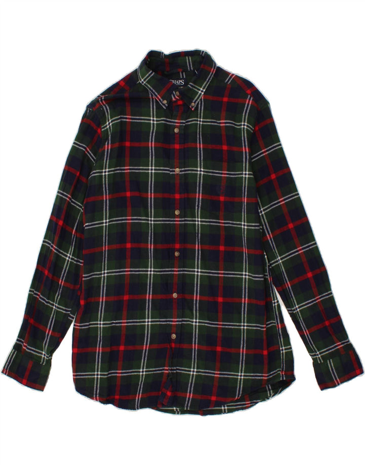 CHAPS Mens Flannel Shirt Medium Navy Blue Check Cotton Vintage Chaps and Second-Hand Chaps from Messina Hembry 