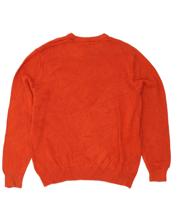 Maglione maglione girocollo da uomo Chaps XL in cotone arancione