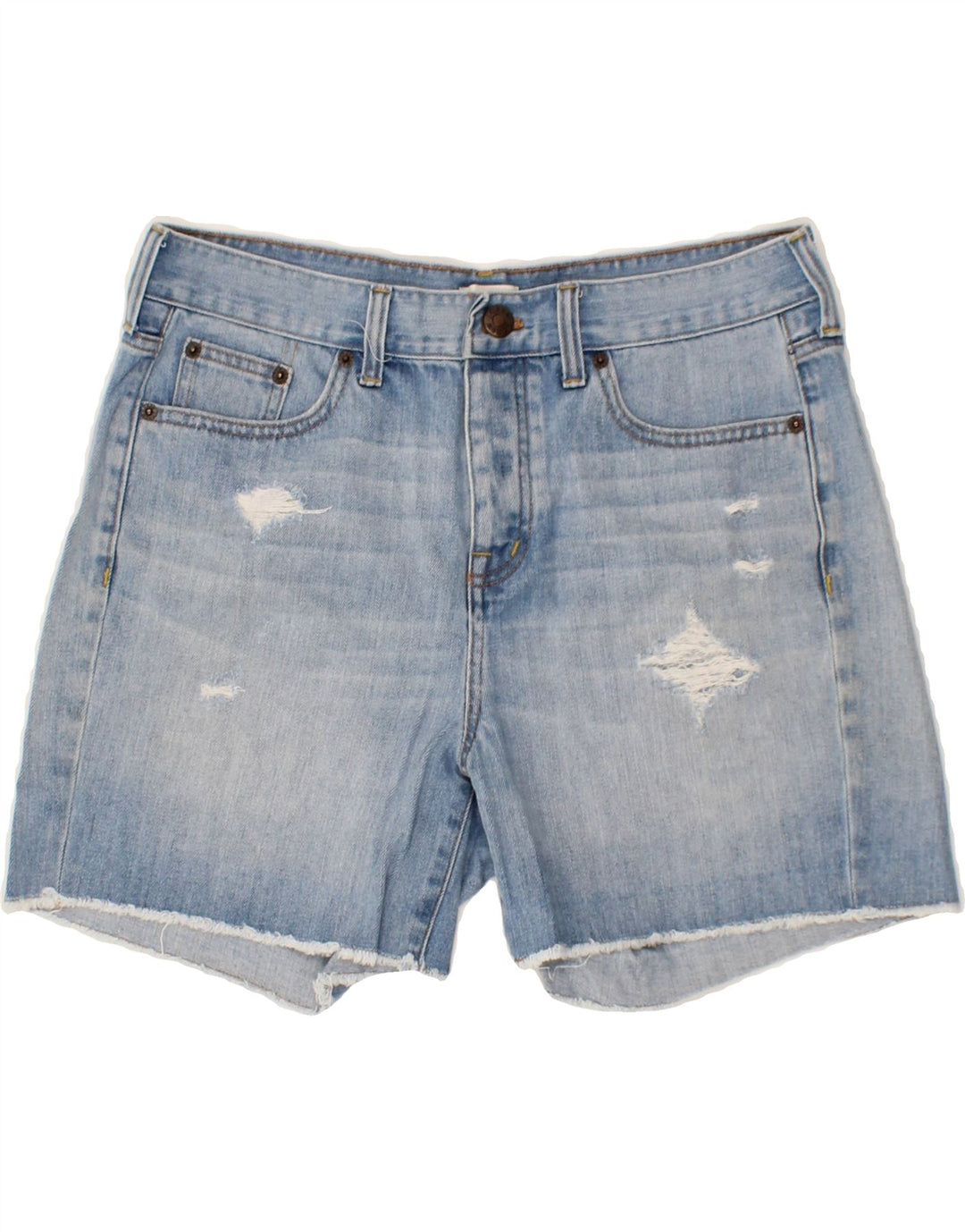 J. CREW Womens Distressed Denim Shorts W28 Medium Blue Cotton Vintage J. Crew and Second-Hand J. Crew from Messina Hembry 