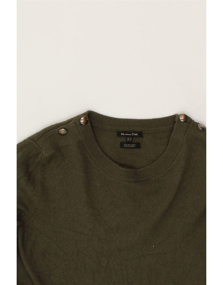 MASSIMO DUTTI Womens Boat Neck Jumper Sweater UK 14 Medium Khaki Wool Vintage Massimo Dutti and Second-Hand Massimo Dutti from Messina Hembry 