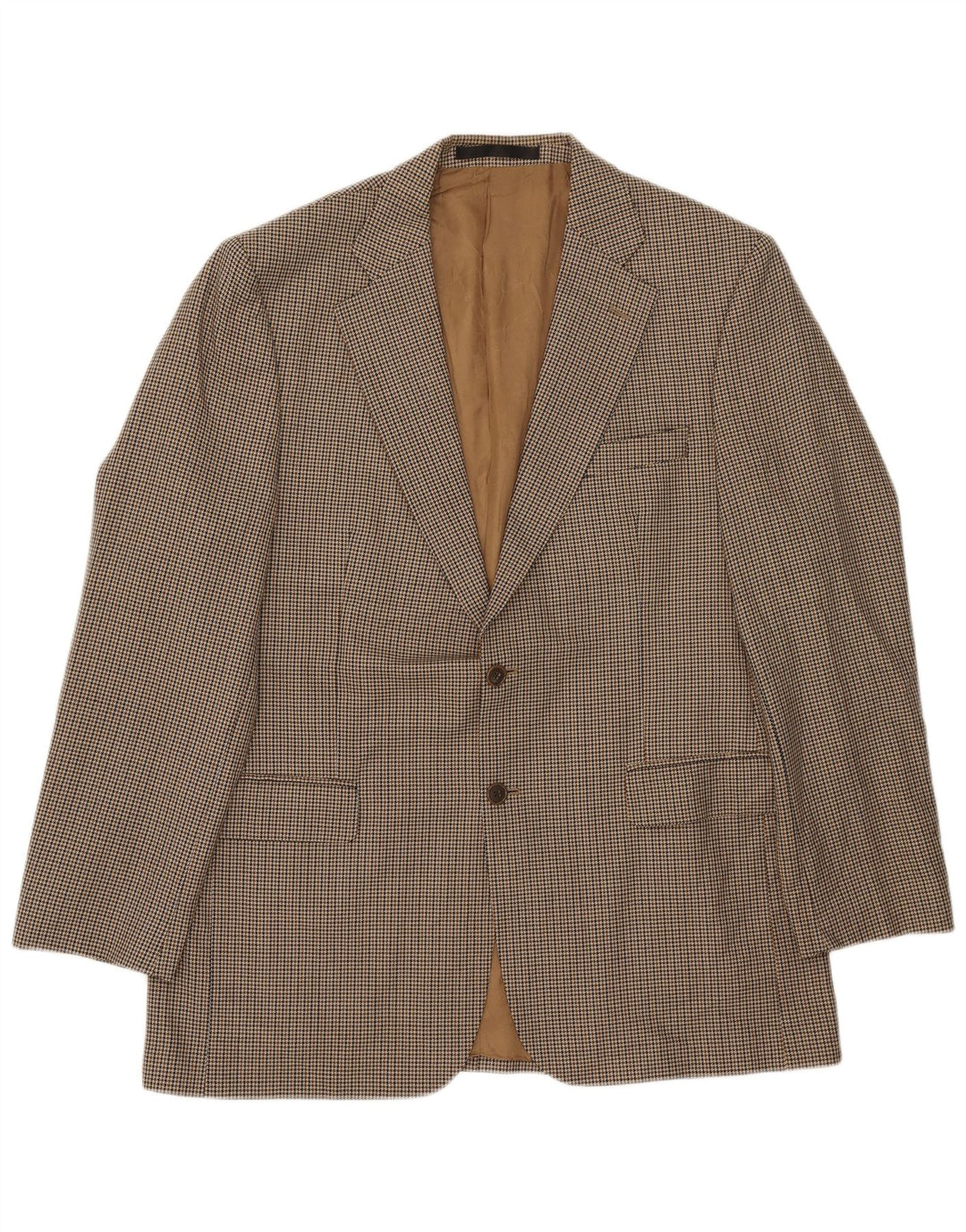 Marks & Spencer Herre Longline Blazer Jacket UK 42 Large Beige Houndstooth