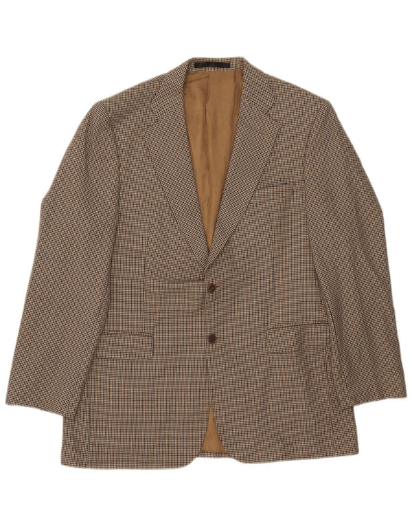 Marks & Spencer Herre Longline Blazer Jacket UK 42 Large Beige Houndstooth