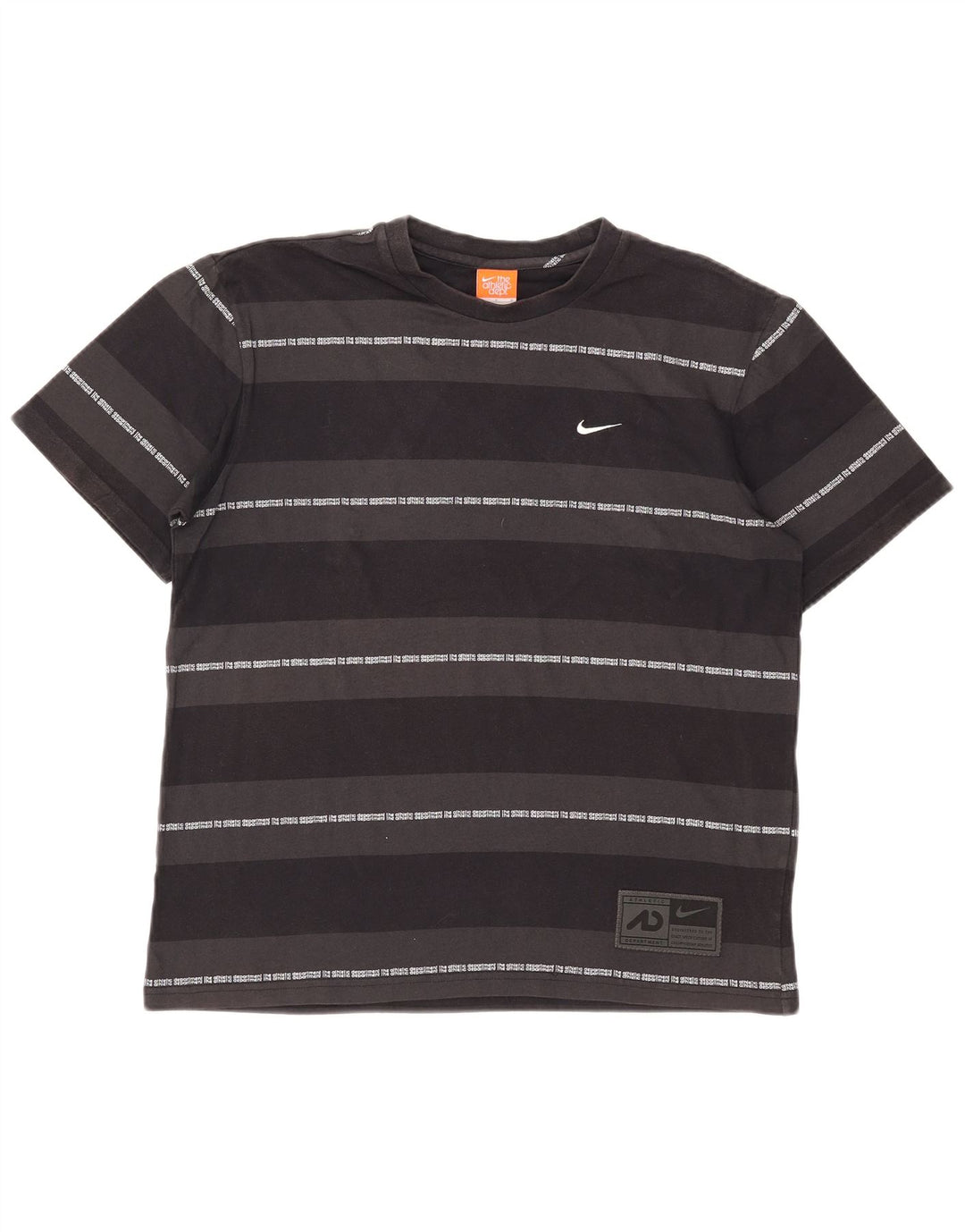 Nike Mens T-Shirt Top Medium Black Striped Cotton