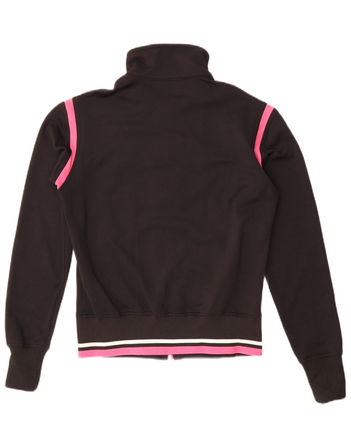 Asics Womens Tracksuit Top Jacket UK 10 Small Black Colourblock