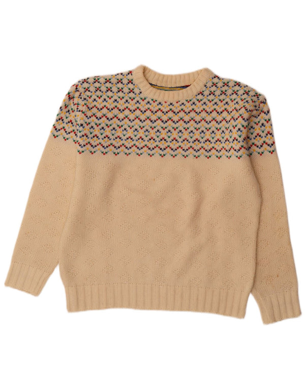 Vintage Herren Pullover mit Rundhalsausschnitt Medium Off White Fair Isle