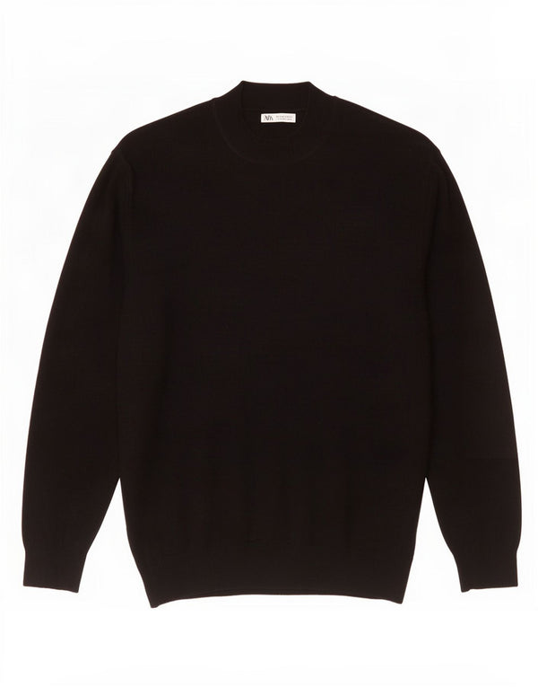 Zara Mens Turtle Neck Jumper Sweater Large Black