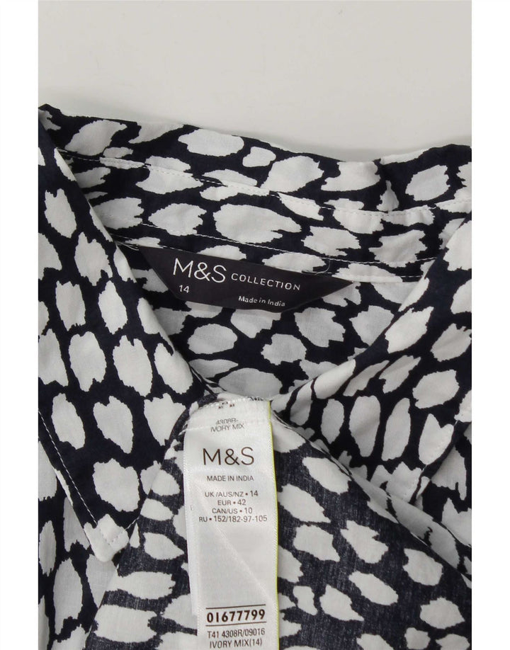 Marks & Spencer Womens Shirt UK 14 Large White Spotted Cotton