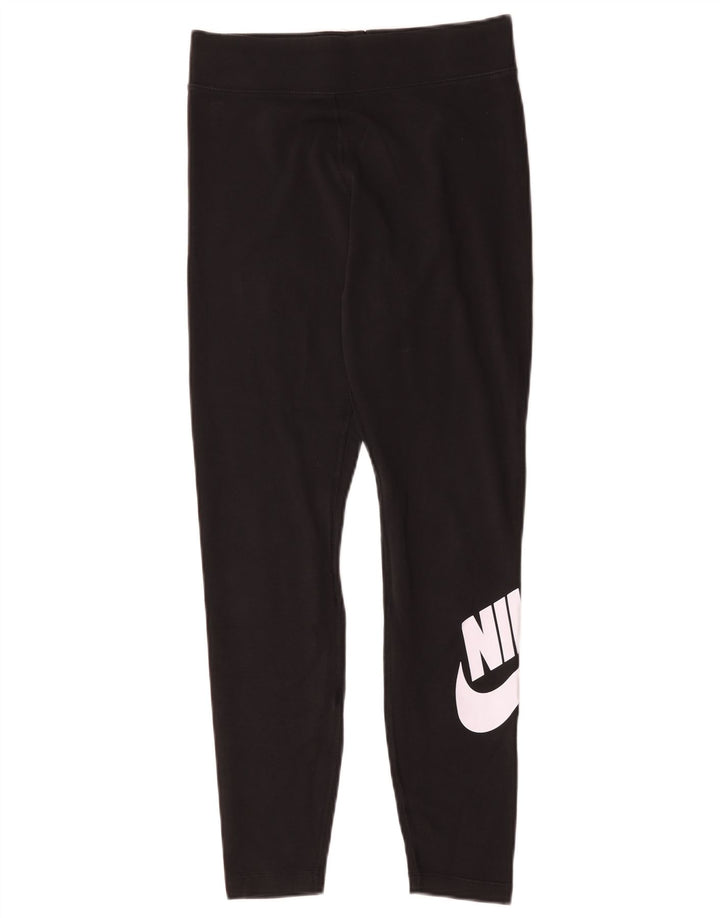 Nike Womens Graphic Leggings UK 14 Medium  Black Cotton