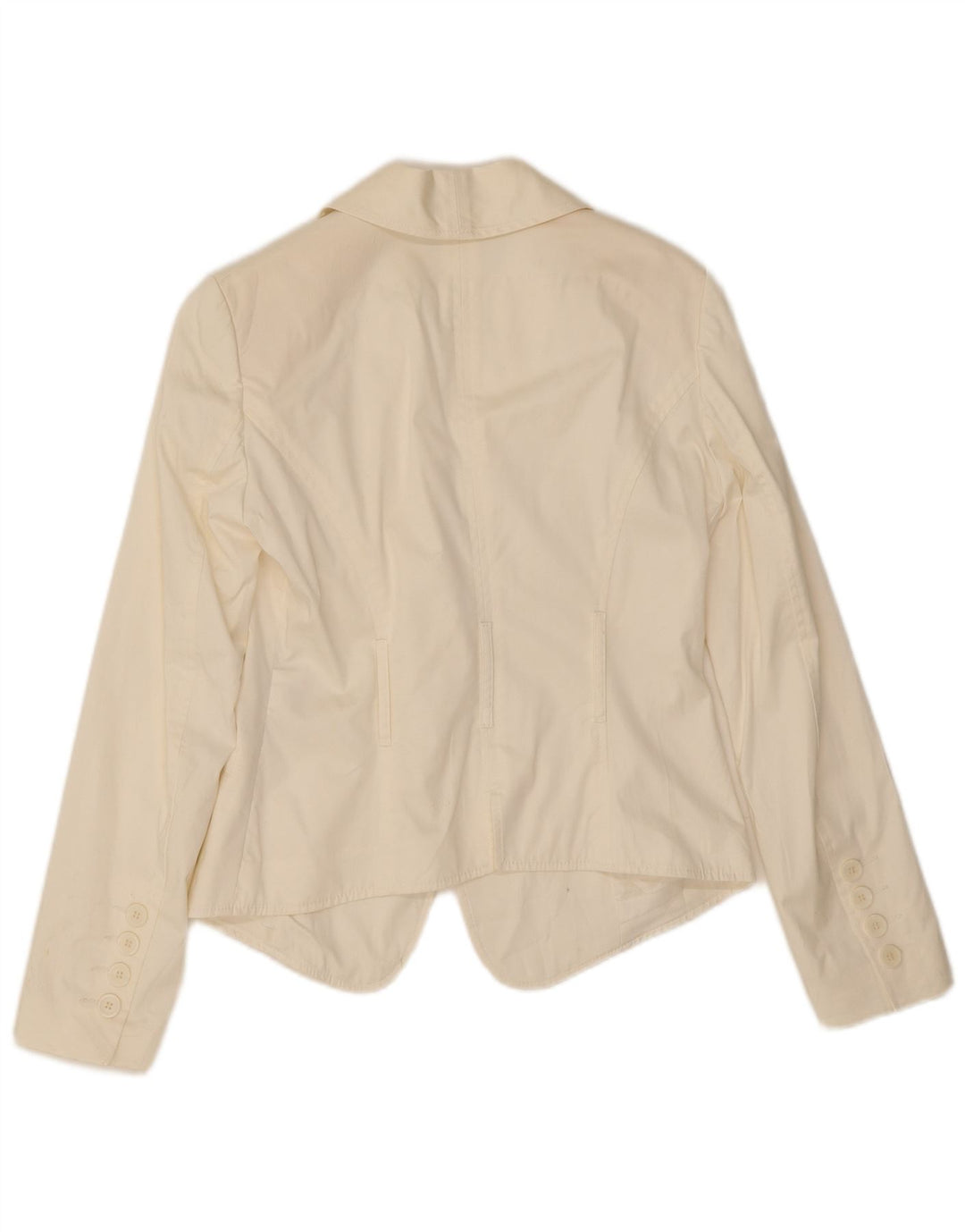 Germano Zama Damen 1-Knopf-Blazer-Jacke, UK 8, Größe S, weiße Baumwolle