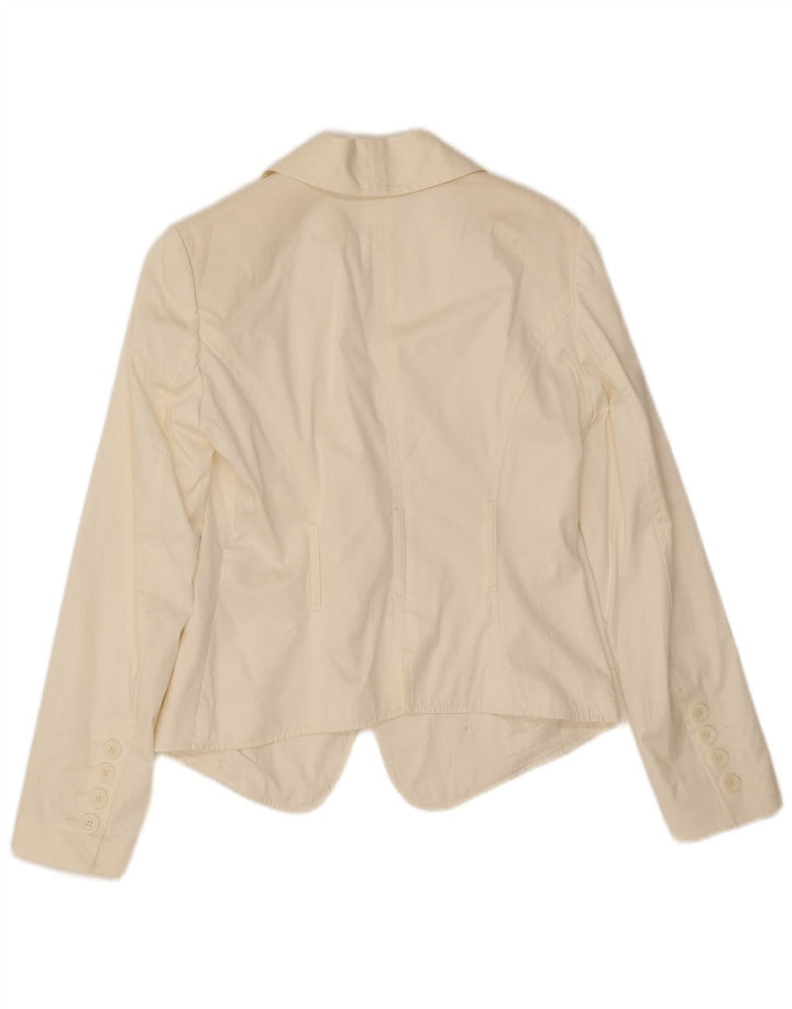 Germano Zama Damen 1-Knopf-Blazer-Jacke, UK 8, Größe S, weiße Baumwolle