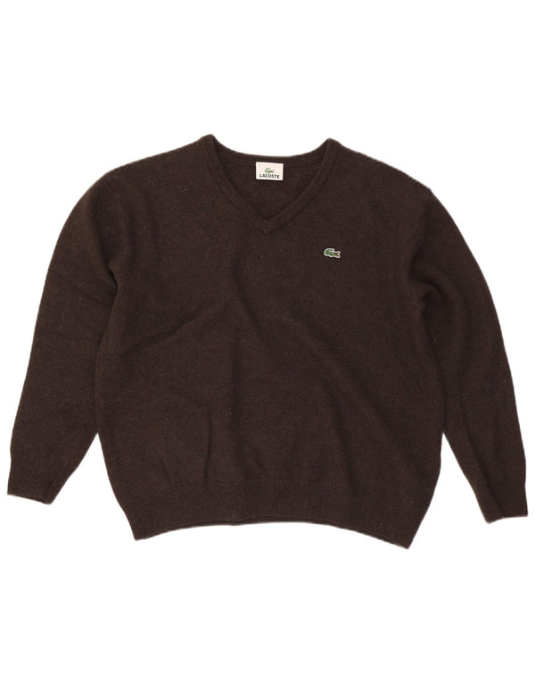Lacoste Herre V-hals sweater Str. 7 2XL Brun Uld