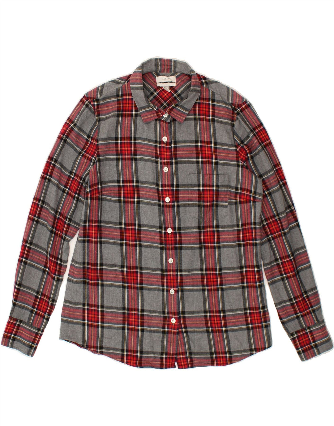 J. CREW Womens Boy Fit Flannel Shirt US 6 Medium Grey Check Cotton Vintage J. Crew and Second-Hand J. Crew from Messina Hembry 
