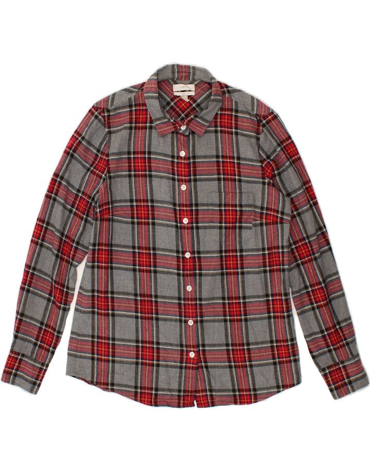 J. CREW Womens Boy Fit Flannel Shirt US 6 Medium Grey Check Cotton Vintage J. Crew and Second-Hand J. Crew from Messina Hembry 