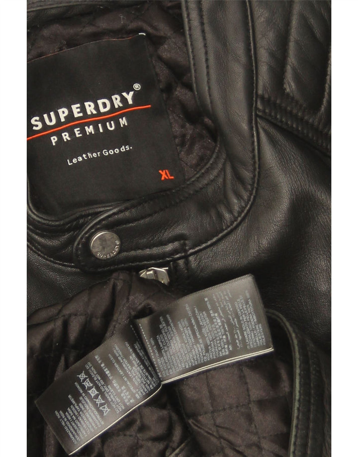 Jaqueta masculina de couro Superdry para motociclista UK 42 XL preta