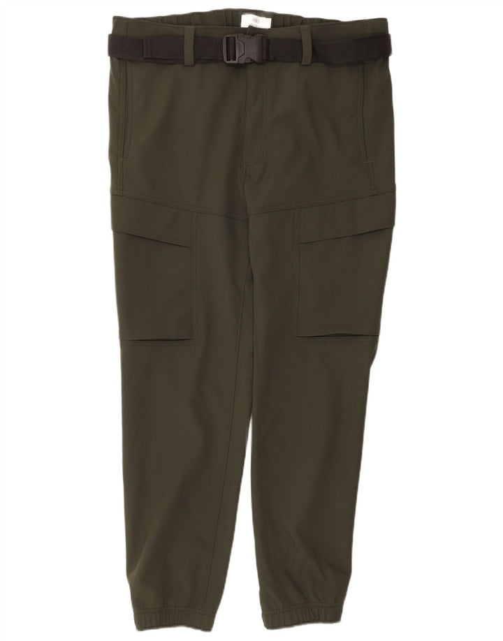 Marks & Spencer Mens Straight Cargo Trousers W36 L31 Khaki Polyester