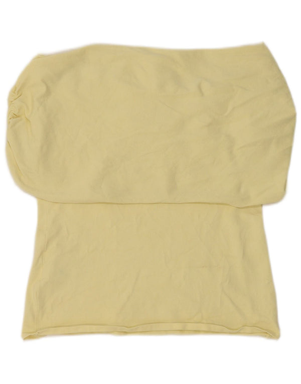 Zara Womens Off Shoulder Top UK 16 Large Yellow Viscose
