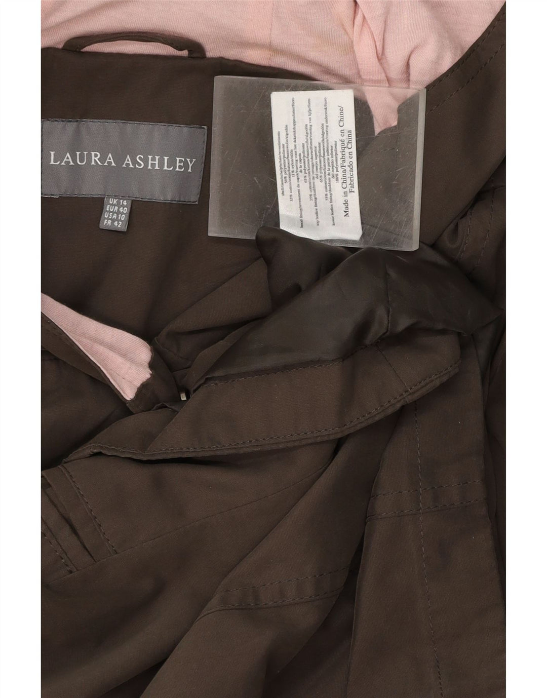 LAURA ASHLEY Womens Hooded Parka Jacket UK 14 Large Khaki Polyester Vintage Laura Ashley and Second-Hand Laura Ashley from Messina Hembry 