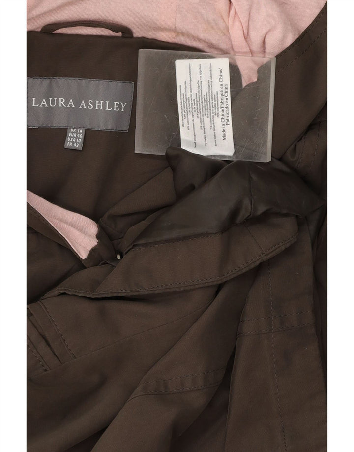 LAURA ASHLEY Womens Hooded Parka Jacket UK 14 Large Khaki Polyester Vintage Laura Ashley and Second-Hand Laura Ashley from Messina Hembry 