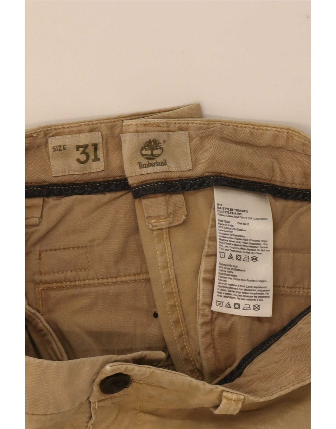 Timberland Mens Chino Shorts W31 Medium Beige Cotton