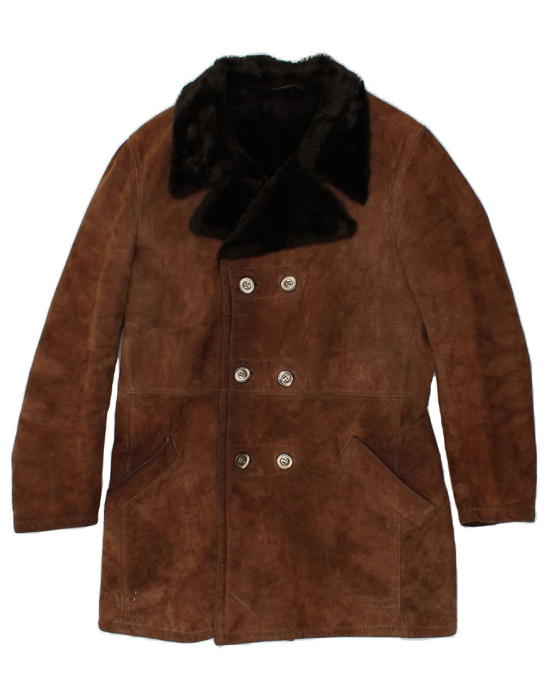 VINTAGE Dame Shearling Coat IT 52 2XL Brun