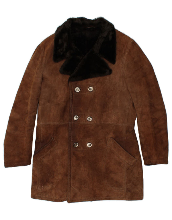 VINTAGE Dame Shearling Coat IT 52 2XL Brun