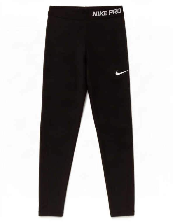 Nike Girls Dri Fit Graphic Leggings 12-13 Years Large Black