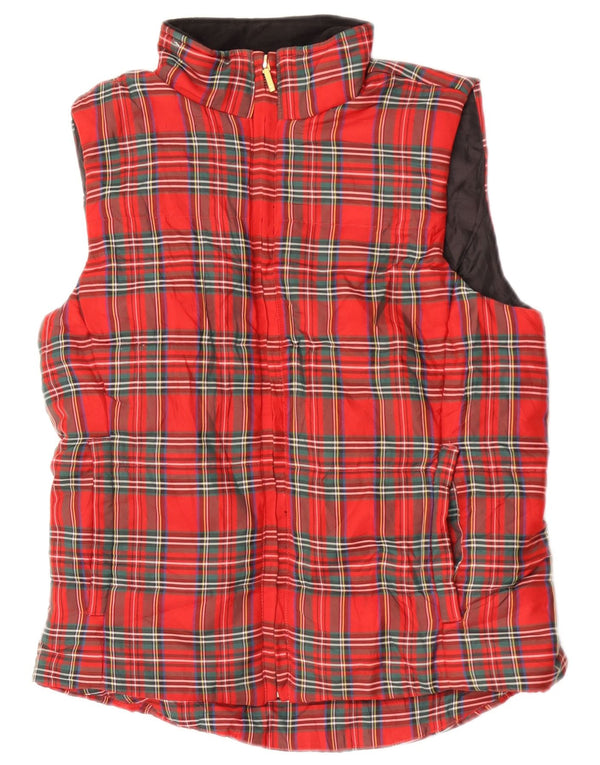 Chaps Gilet rembourré pour femme UK 44 Medium Rouge à carreaux Polyester
