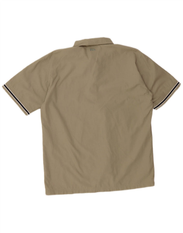 ADIDAS Mens Short Sleeve Shirt UK 38/40 Medium Khaki Polyester