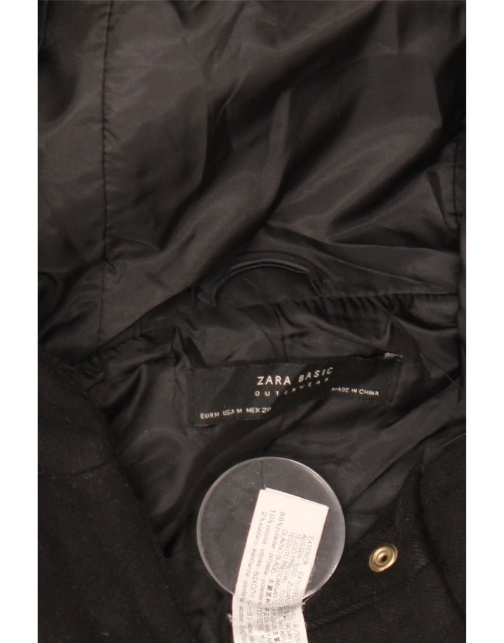 Zara Womens Hooded Bomber Jacket UK 14 Medium Black Polyester