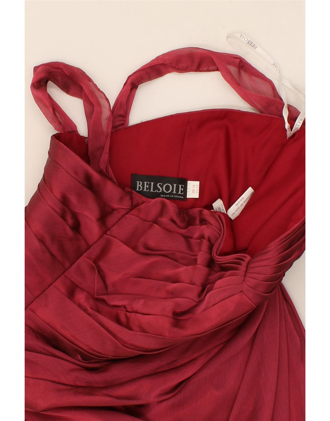 BELSOIE Womens Sleeveless Maxi Dress UK 14 Medium Red Polyester Vintage Belsoie and Second-Hand Belsoie from Messina Hembry 