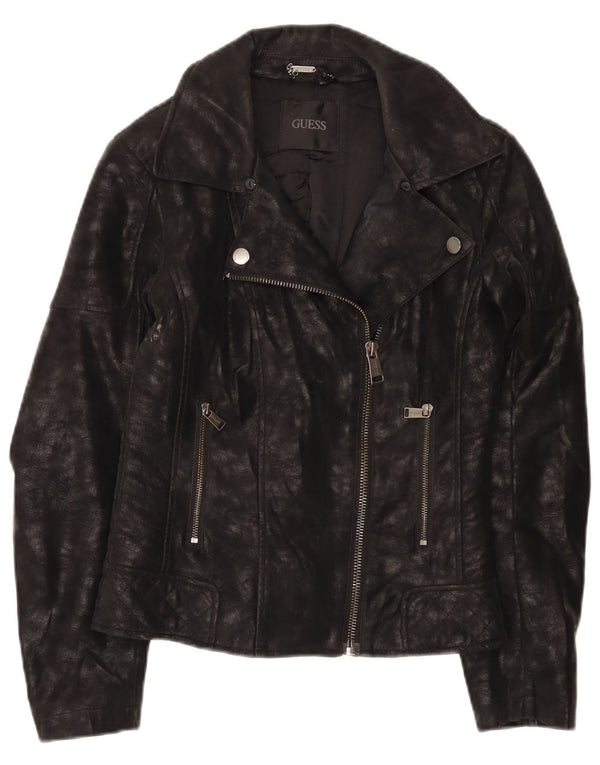 Giacca da motociclista da donna in ecopelle Guess UK 4 XS poliuretano nero