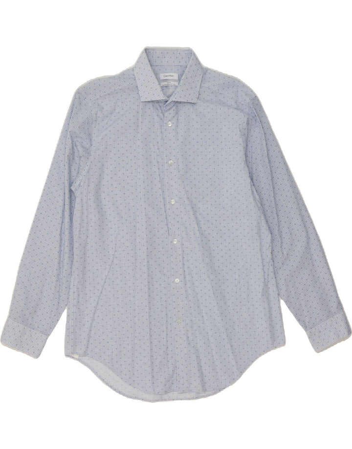 CALVIN KLEIN Mens Abstract Pattern Slim Fit Shirt Size 16 Large Blue Vintage Calvin Klein and Second-Hand Calvin Klein from Messina Hembry 