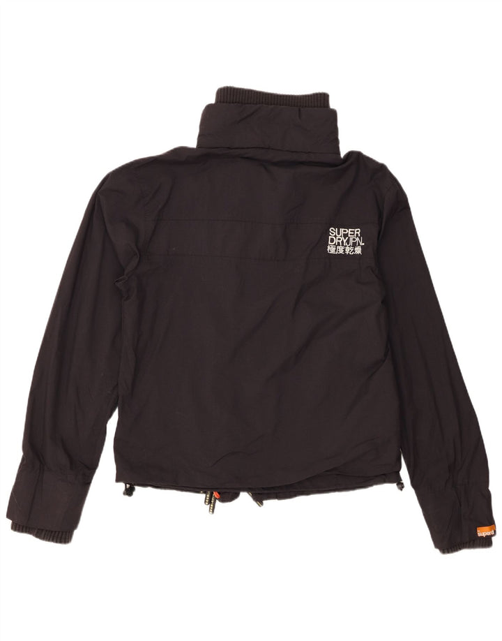 Superdry Womens Rain Jacket UK 14 Medium Black Nylon