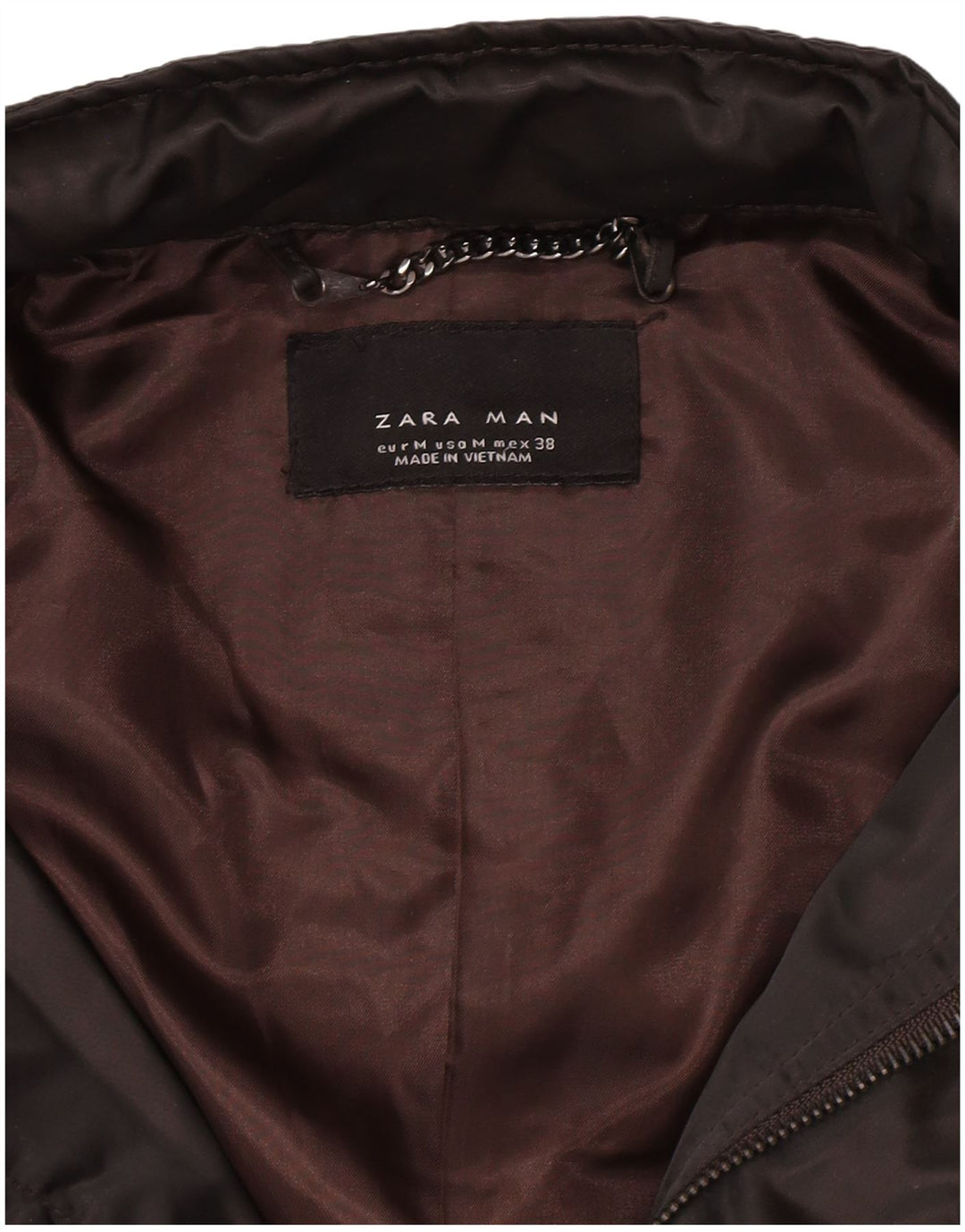 Zara Mens Hooded Utility Jacket UK 38 Medium Brown