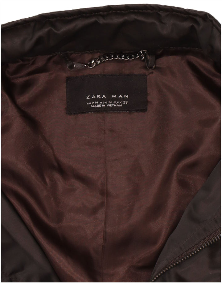 Zara Mens Hooded Utility Jacket UK 38 Medium Brown