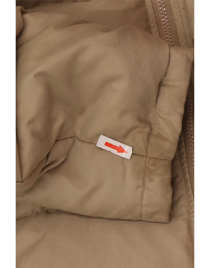 Sergio Tacchini Mens Hooded Padded Coat UK 40 Large Beige Polyester